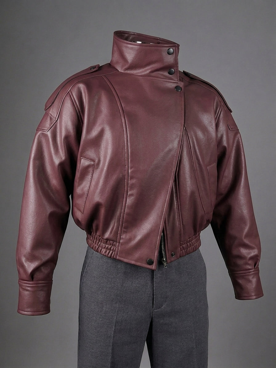 Chaqueta Durga Borgoña para Hombre | Cuero Vegano Premium
