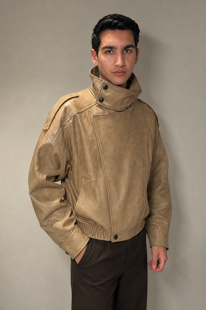 Chaqueta Durga Arena para Hombre | Cuero Vegano Premium