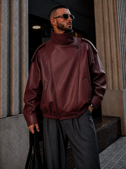 Chaqueta Durga Borgoña para Hombre | Cuero Vegano Premium