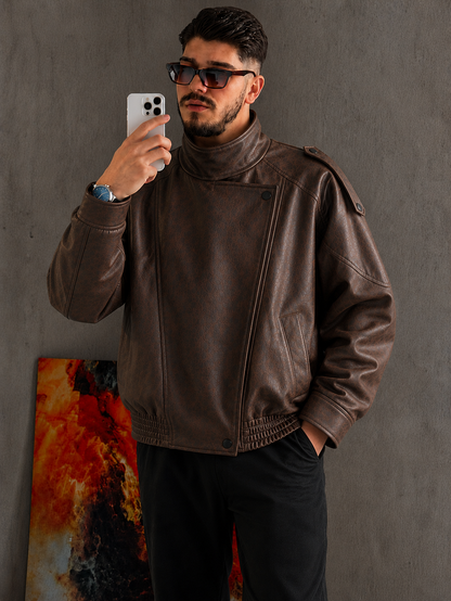 Chaqueta Durga Café para Hombre | Cuero Vegano Premium
