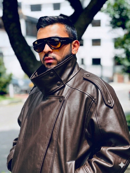 Chaqueta Durga Café para Hombre | Cuero Vegano Premium